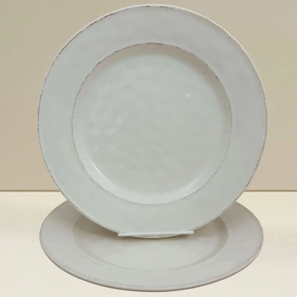 Pier 1 Martillo 11” Plates Dinner Set Replacements White Cream Brown Stoneware